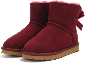 Generic QXDZSW Women Warm Bow Snow Winter Boots Women Boots Ankle Boots Fur Shoes Size 34-45 Burgundy