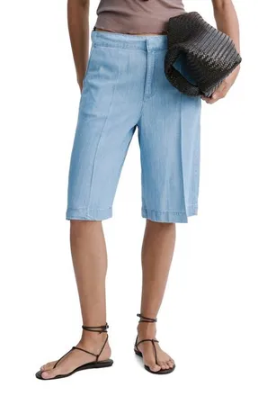 Mango Low Rise Denim Bermuda Shorts in Light Blue at Nordstrom, Size 0