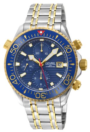 Gevril Group Mens Hudson Yards Chronograph 48813B Swiss Automatic Sellita SW500 Watch - Silver & Gold Stainless Steel - One Size