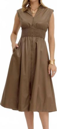 Entro Mousse Faux Leather Dress In Mocha