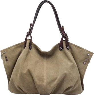 Generic Compatible For Womens Bag Fashion Casual Canvas Large Capacity Handbag Shoulder Messenger Many Colors(Khaki)
