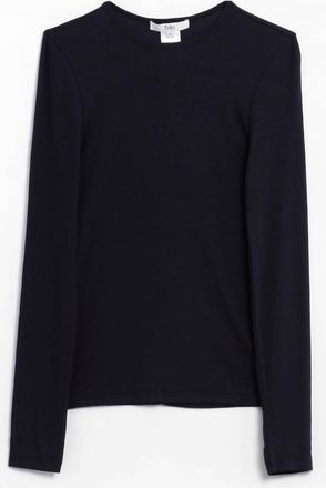 Tibi Womens Ribbed Crewneck Pullover Tee In Navy