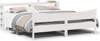 vidaXL Estructura De Cama Con Cabecero Madera De Pino Blanco 200x200cm Vidaxl