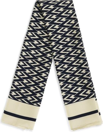 Valentino Garavani Womens Toute La V Silk Scarf Avorio-Blu Navy Avorio/blu Scarfs