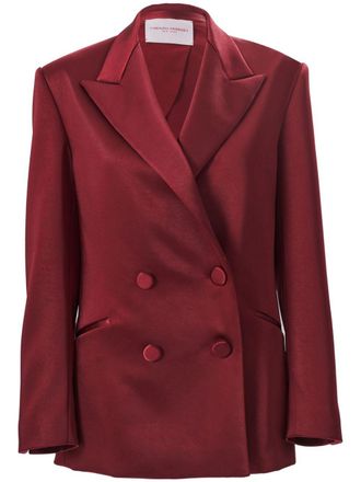 Carolina Herrera double-breasted satin blazer - women - Polyester - 12 - Red