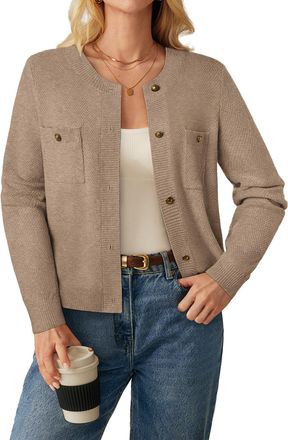 Grace Karin Ladies Classic Button Down Cardigans Elegant Open Front Long Sleeve Fluffy Business Office Outerwear CL309-07/Camel XL