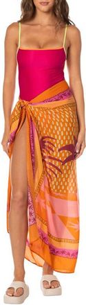 Maaji Mistic Garden Isla Cover-Up Pareo in Open Orange at Nordstrom