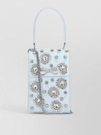 Self Portrait crystal mini bag bow chain handle