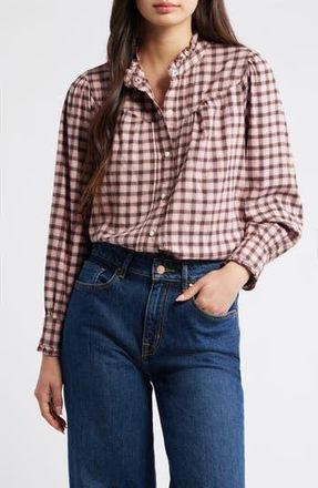 Rails Alanna Gingham Long Sleeve Shirt in Garnet Rose Cobalt at Nordstrom Rack, Size Medium