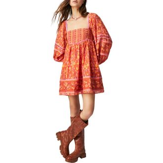 Free People Endless Afternoon Print Long Sleeve Minidress in Chili Combo at Nordstrom Rack, Size Medium