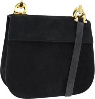 Ferragamo Pre-owned Cross Body Bags, female, Black, Size: ONE SIZE Pre-owned Suede Shoulder Bag