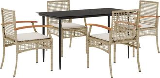 vidaXL Vidaxl - Set Comedor De Jard&iacute;n 5 Pzas Con Cojines Rat&aacute;n Sint&eacute;tico Beige