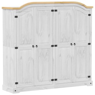 Berkfield Home Wardrobe Corona White 194x52x186 cm Solid Wood Pine | Size: 194 x 52 x 186 cm