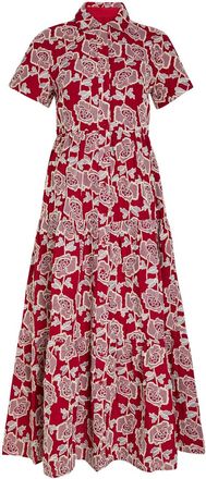 Erdem Floral-embroidered Cotton-blend Midi Shirt Dress - Red - 10 (UK10 / S)