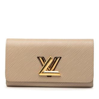 Louis Vuitton Beige Leather Long Wallet (Bi-Fold) (Pre-Owned)