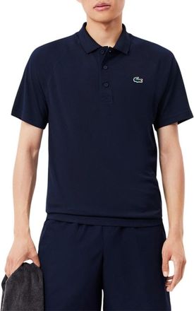 Lacoste Mens Chemise Col Bord-Cotes Manches Courtes, Large, Navy Blue
