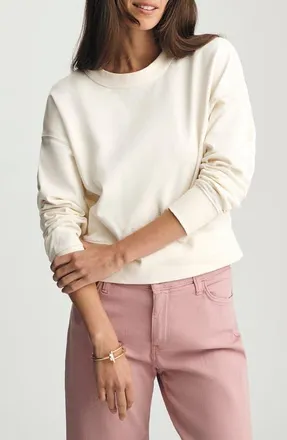 Mavi V-Stitch Drop Shoulder Cotton Sweatshirt in Whisper White at Nordstrom, Size X-Large