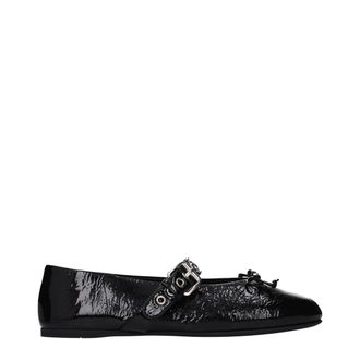 Miu Miu Black Leather Ballet Womens Flats