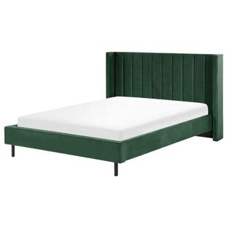 Beliani Beliani - Cama Con Somier De Terciopelo Verde Oscuro 160 X 200 Cm Listones Moderno Villette