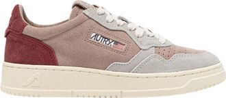 Autry Action People Aulw-Ts39 Leather Low Sneakers In Suede/Burgundy/Rose Aulw Ts39