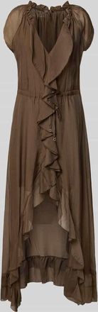 Guess Maxikleid aus Lyocell-Mix mit Volants Modell MAELYS in Schoko, Gr&ouml;&szlig;e XS