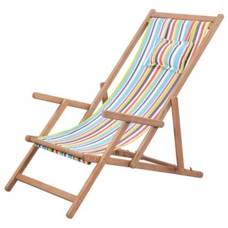 vidaXL Silla Plegable De Tela Y Estructura De Madera Multicolor Vidaxl