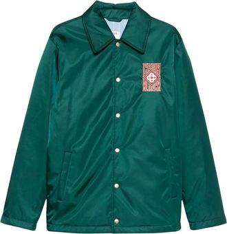 Casablanca Casa Way Print Zijde Twill Bomberjack - Heren - Zomerjassen - Groen - L - Jassen