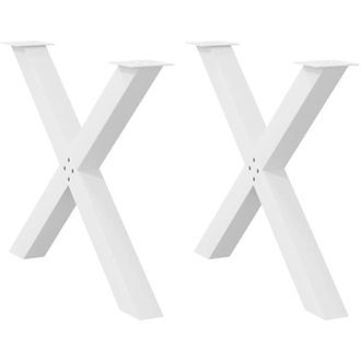 vidaXL Patas Para Mesa De Comedor En Forma De X (2 Unidades), Color Blanco, 90 X (72-73) Cm, Acero Vidaxl