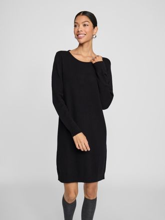 Vila Strickkleid VILA VIRIL KNIT DRESS, Damen, Gr. XXL, N-Gr, schwarz, Feinstrick, Obermaterial: 50% Viskose, 27% Nylon, 23% Polyester, regular fit kniefre