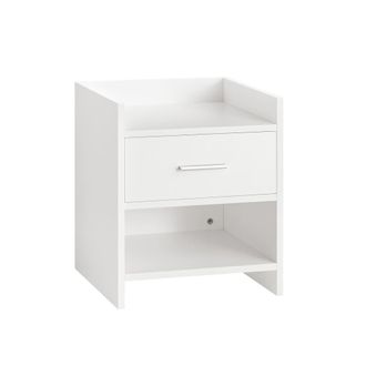 SoBuy Mesita de noche con 1 cajón y 2 estantes madera blanco