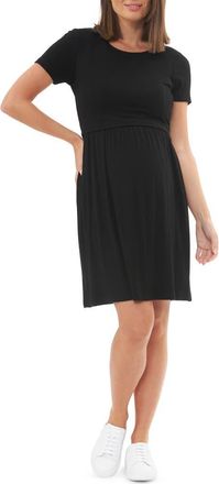 Ripe Rib Crop Top Nursing Dress in Black at Nordstrom, Size X-Small