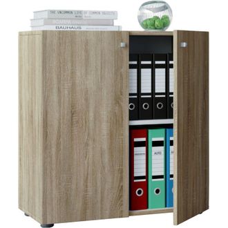ebuy24 Vcm armadietto ufficio con 2 scomparti moderno armadietto con porte rotanti Dimensioni ca. l. 70 x a. 74 x t. 40 cm - scomparto Lona 2 (Sonoma rovere