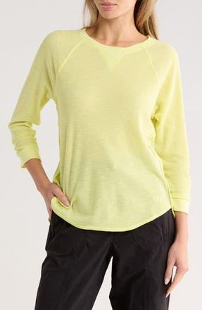 DKNY Slub Waffle High-Low T-Shirt in Lemon Ligh at Nordstrom Rack, Size X-Small
