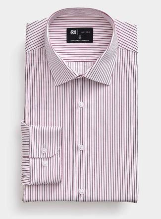 Le 31 Mens Brick-red striped shirt Comfort fit