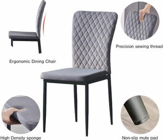 Ainpecca Ainpecca - Set of 6 Dining Chairs High Back Velvet Office Kitchen Chair Living Home-Grey