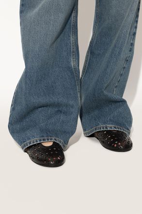 Alaia Perforated Ballet Flats, Womens, Black