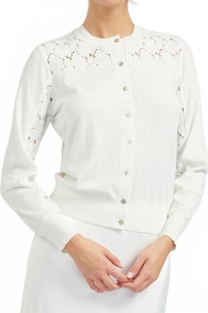 Current Air Floral Combo Button Down Cardigan In White