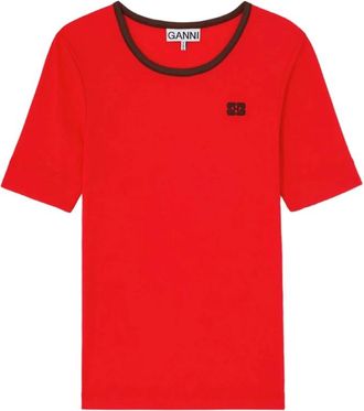 Ganni Mujer, Camisetas, Rojo, Talla: S