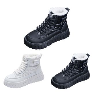 Generic Womens Platform Lace Up Boots Thick Warm Faux Fur Lined Boots Ladies Insulated Comfortable Ankle Booties Outdoor Waterproof Anti Slip Combat Boots