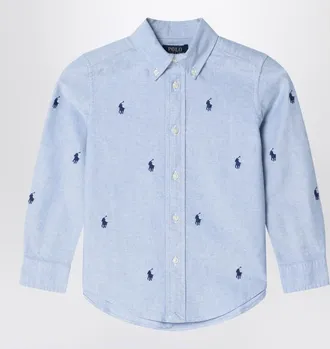 Polo Ralph Lauren Light blue button-down shirt with logos