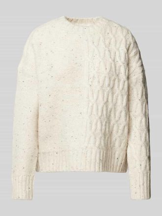 Vila Strickpullover mit gerippten Abschlüssen Modell LUVIE in Offwhite, Größe M