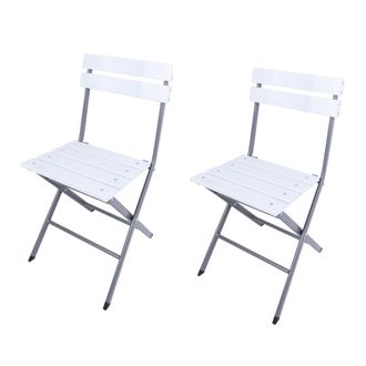 Mobili Rebecca 2 sillas de jard&iacute;n plegables de pl&aacute;stico y acero blanco y gris