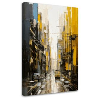Artgeist Quadro Su Tela, Citt&agrave; Strada Astratto Giallo Grigio - 60x90
