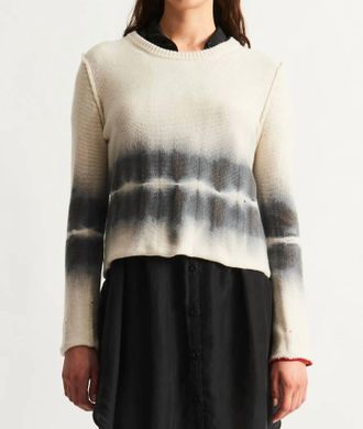 Raquel Allegra Cashmere Westlake Tie Dye Long Sleeve Top In Cream
