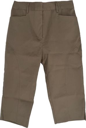 Frankie Shop Knee-Length Tailored Capri Pants in Beige Cotton