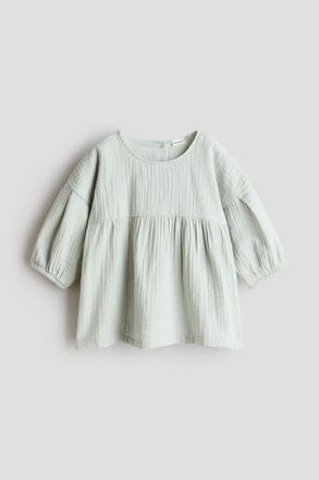H&M Cotton Muslin Dress in Light Green at Nordstrom, Size Newborn