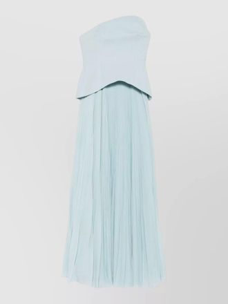 Solace London asymmetric strapless pleated maxi dress