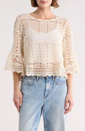 Forgotten Grace Cotton Crochet Top in Natural at Nordstrom Rack, Size X-Large