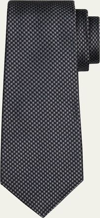 Kiton Mens Silk Micro-Houndstooth Seven-Fold Tie