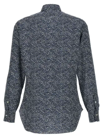 Barba Printed Cotton Shirt - Navy